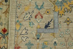 Backside of handmade New Haj-jalili rug showing knot structure and weave density