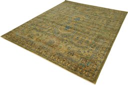 Close-up detail of New Haj-jalili rug from Pakistan showing Wool weave