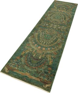 Corner detail of New Haj-jalili rug showing border pattern and Wool pile