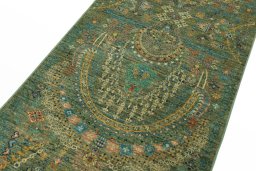 Backside of handmade New Haj-jalili rug showing knot structure and weave density