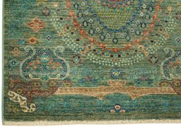 Full view of New Haj-jalili rug from Pakistan, 295 × 78 cm in Green tones