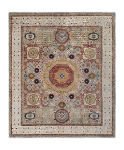 Full view of New Mamluk rug from Pakistan, 280 × 239 cm in Multi Color tones