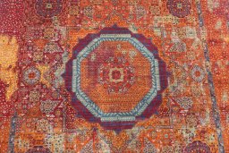 Backside of handmade New Mamluk rug showing knot structure and weave density