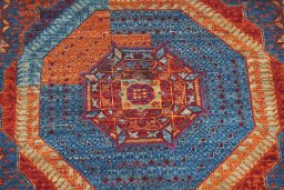 Close-up detail of New Mamluk rug from Pakistan showing Wool weave