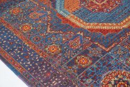 Full view of New Mamluk rug from Pakistan, 237 × 172 cm in Blue tones