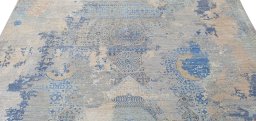 Backside of handmade New Mamluk rug showing knot structure and weave density
