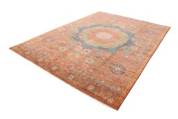 Corner detail of New Mamluk rug showing border pattern and Wool pile