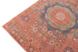 Full view of New Mamluk rug from Pakistan, 242 × 170 cm in Yellow tones