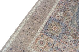 Backside of handmade New Mamluk rug showing knot structure and weave density