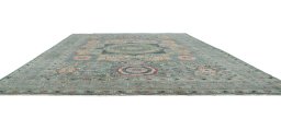 Corner detail of New Mamluk rug showing border pattern and Wool pile