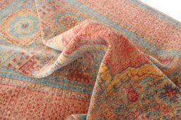 Backside of handmade New Mamluk rug showing knot structure and weave density