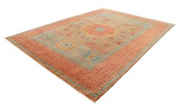 Corner detail of New Mamluk rug showing border pattern and Wool pile