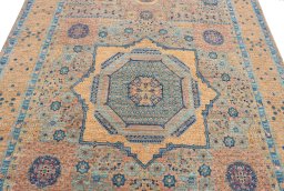 Close-up detail of New Mamluk rug from Pakistan showing Wool weave