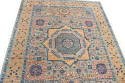Close-up detail of New Mamluk rug from Pakistan showing Wool weave