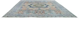Corner detail of New Mamluk rug showing border pattern and Wool pile