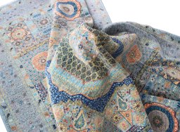 Backside of handmade New Mamluk rug showing knot structure and weave density