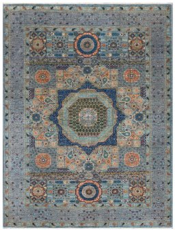 Full view of New Mamluk rug from Pakistan, 230 × 170 cm in Gray tones