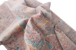 Backside of handmade New Mamluk rug showing knot structure and weave density