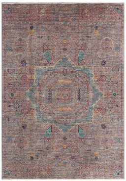Full view of New Mamluk rug from Pakistan, 207 × 145 cm in Multi Color tones
