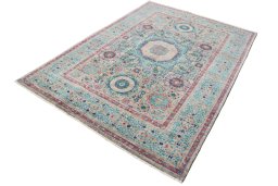 Corner detail of New Mamluk rug showing border pattern and Wool pile