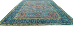Corner detail of New Mamluk rug showing border pattern and Wool pile