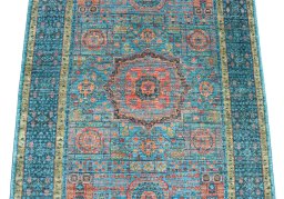 Close-up detail of New Mamluk rug from Pakistan showing Wool weave