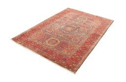 Corner detail of New Mamluk rug showing border pattern and Wool pile