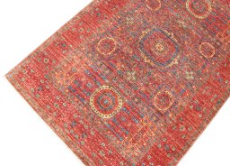 Full view of New Mamluk rug from Pakistan, 148 × 100 cm in Red tones