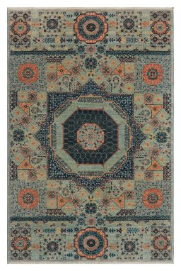 Full view of New Mamluk rug from Pakistan, 152 × 100 cm in Multi Color tones