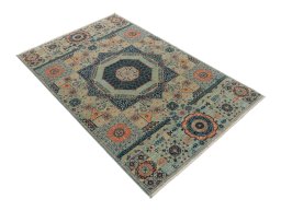 Close-up detail of New Mamluk rug from Pakistan showing Wool weave