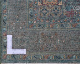 Corner detail of New Mamluk rug showing border pattern and Wool pile