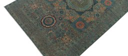 Backside of handmade New Mamluk rug showing knot structure and weave density
