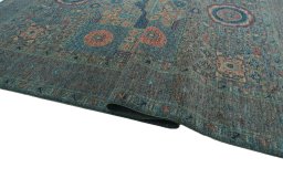 Full view of New Mamluk rug from Pakistan, 302 × 206 cm in Green tones