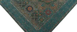 Backside of handmade New Mamluk rug showing knot structure and weave density