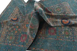 Full view of New Mamluk rug from Pakistan, 295 × 199 cm in Multi Color tones