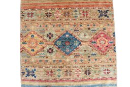 Close-up detail of New Samarkand rug from Pakistan showing Wool weave