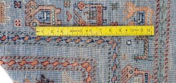 Full view of New Samarkand rug from Pakistan, 267 × 176 cm in Blue tones