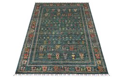 Corner detail of New Samarkand rug showing border pattern and Wool pile