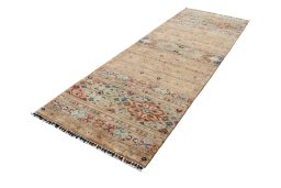Corner detail of New Samarkand rug showing border pattern and Wool pile