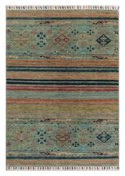 Full view of New Samarkand rug from Pakistan, 118 × 83 cm in Multi Color tones