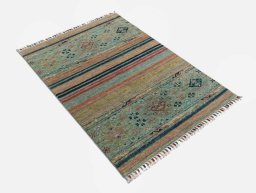 Close-up detail of New Samarkand rug from Pakistan showing Wool weave
