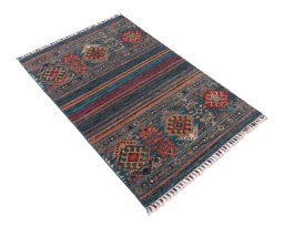 Close-up detail of New Samarkand rug from Pakistan showing Wool weave