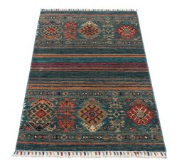 Surface texture of New Samarkand rug with natural Wool and intricate pattern