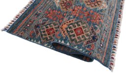 Close-up detail of New Samarkand rug from Pakistan showing Wool weave