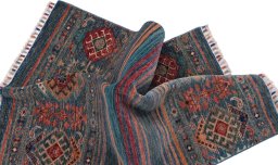 Full view of New Samarkand rug from Pakistan, 121 × 80 cm in Multi Color tones