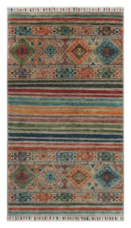 Full view of New Samarkand rug from Pakistan, 131 × 76 cm in Multi Color tones