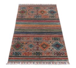 Surface texture of New Samarkand rug with natural Wool and intricate pattern