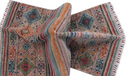 Close-up detail of New Samarkand rug from Pakistan showing Wool weave