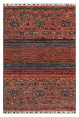 Full view of New Samarkand rug from Pakistan, 150 × 100 cm in Multi Color tones