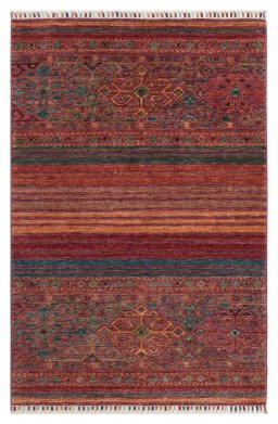 Full view of New Samarkand rug from Pakistan, 153 × 98 cm in Multi Color tones